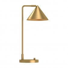 Retro modern desk lamp angular in brushed gold.
