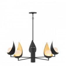 REN 5 Light Chandelier in Black and Gold