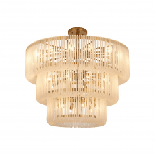 large deco inspired luxury three tier frosted glass and brass chandelier