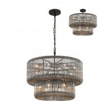 two tier smoked glass chandelier 
