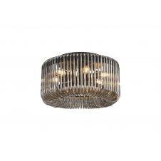modern flush ceiling fitting finished in black and smoked glass