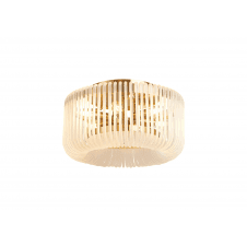 small flush ceiling light in brass and frosted glass