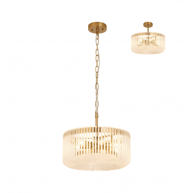 Rene 40cm Ceiling Pendant in Brass and Frosted Glass