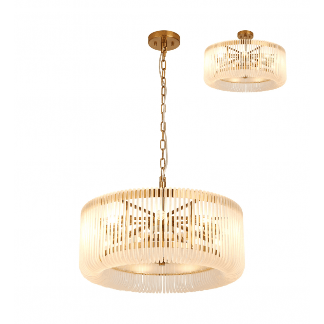 Rene 60cm Ceiling Pendant in Brass and Frosted Glass