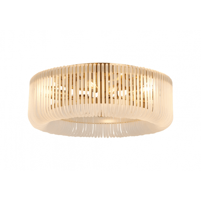 Rene 60cm Flush Ceiling Light in Brass and Frosted Glass