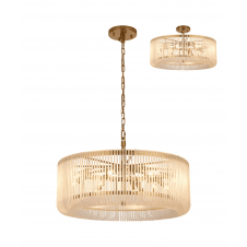 modern luxury pendant light in brass and frosted glass