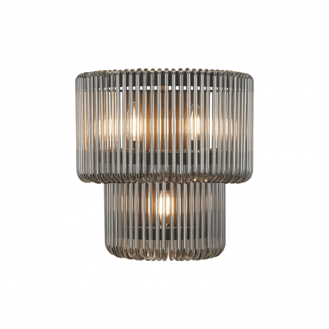 Rene Large Tiered Black and Frosted Smoked Glass Wall Light