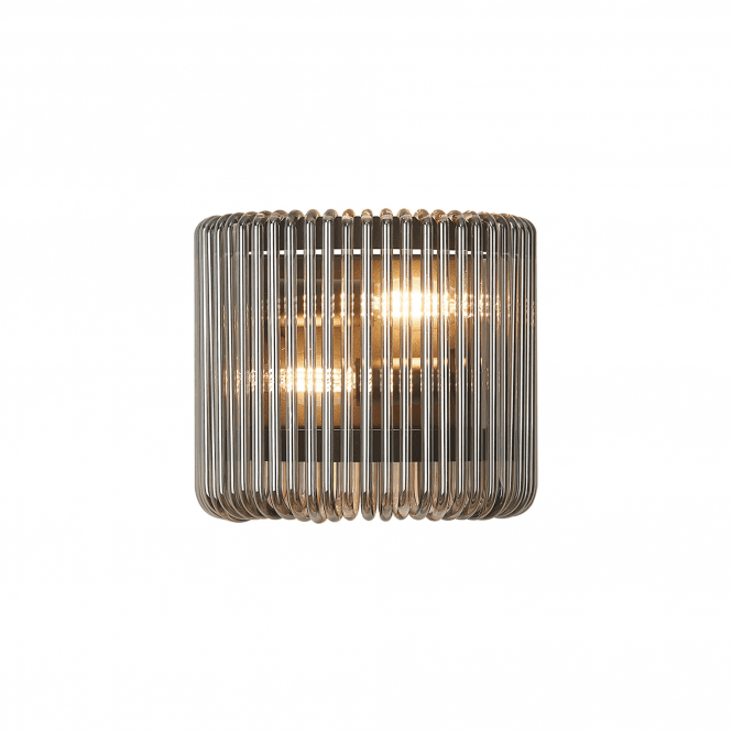 Rene Small Black and Frosted Smoked Glass Wall Light