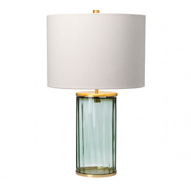 RENO Table Lamp Green Aged Brass Metalwork  - Glassware Green