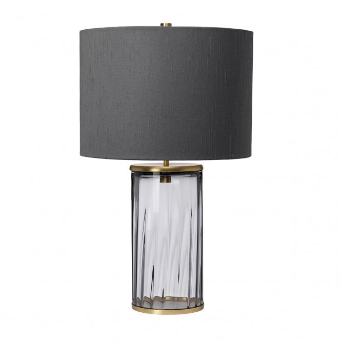 RENO Table Lamp in Smoked Glass with Aged Brass Accents