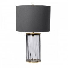 RENO Table Lamp in Smoked Glass with Aged Brass Accents