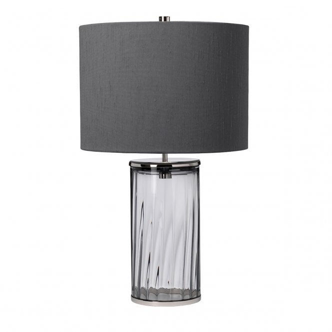 RENO Table Lamp in Smoked Glass with Polished Nickel Accents