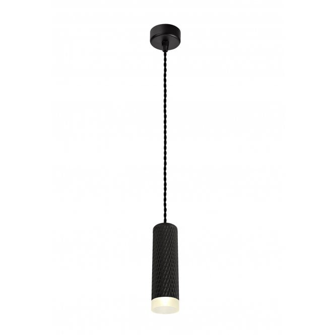 RETROSPOT 1 Light Cylinder Ceiling Pendant in Black with Frosted Diffuser