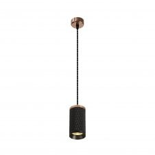 RETROSPOT 1 Light Small Cylinder Ceiling Pendant in Black and Rose Gold