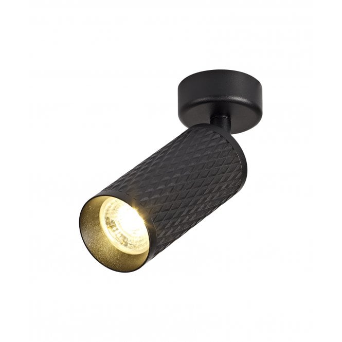 RETROSPOT 1 x GU10 Surface Mounted Spot Light Sand Black Adjustable Head 20cm