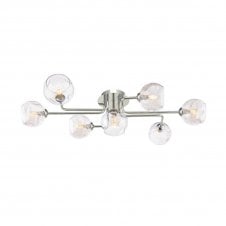 REYNA 7 Light Semi Flush Ceiling Light in Chrome with GL16 Champagne Organic Glass Shade