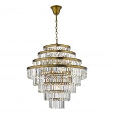 Large crystal and bronze chandelier