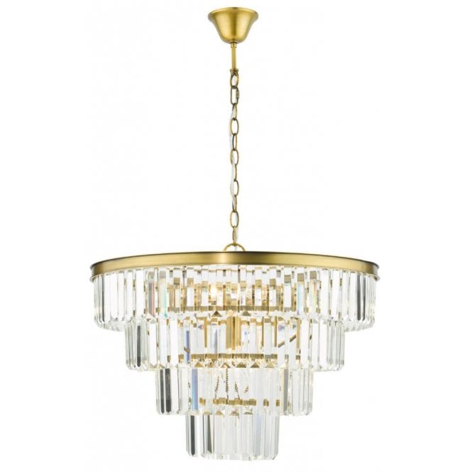 RHAPSODY Ceiling Pendant | Tiered Crystals with Bronze Metalwork | 6 Light