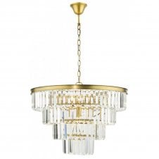 RHAPSODY Ceiling Pendant | Tiered Crystals with Bronze Metalwork | 6 Light