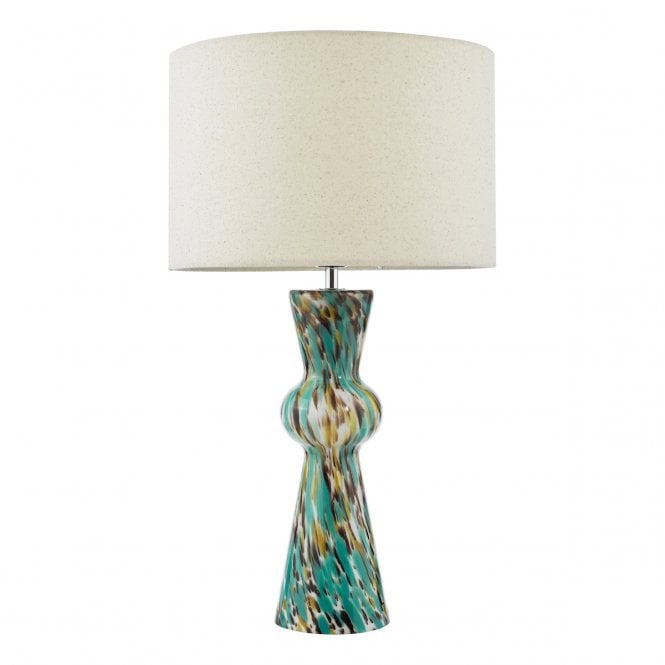 Rheneas Table Lamp Blue Art Glass and Polished Chrome with Shade