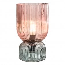 pink and green rubbed glass table lamp