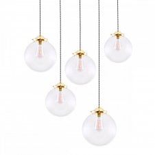 RIAD glass globe pendant cluster light with brass suspensions