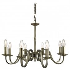 RICHMOND 8 light scroll detail ceiling pendant in antique brass
