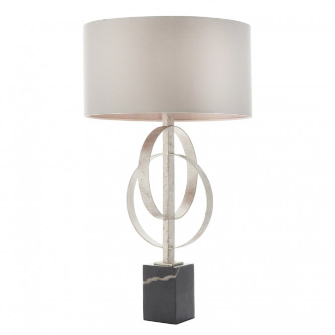RIDLEY Double Hoop Silver Leaf Table Lamp with Mink Shade