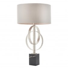 RIDLEY Double Hoop Silver Leaf Table Lamp with Mink Shade