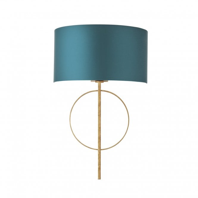 RIDLEY Hoop Wall Light in Antique Gold with Teal Shade
