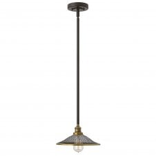 vintage ceiling pendant in dark bronze with mesh shade