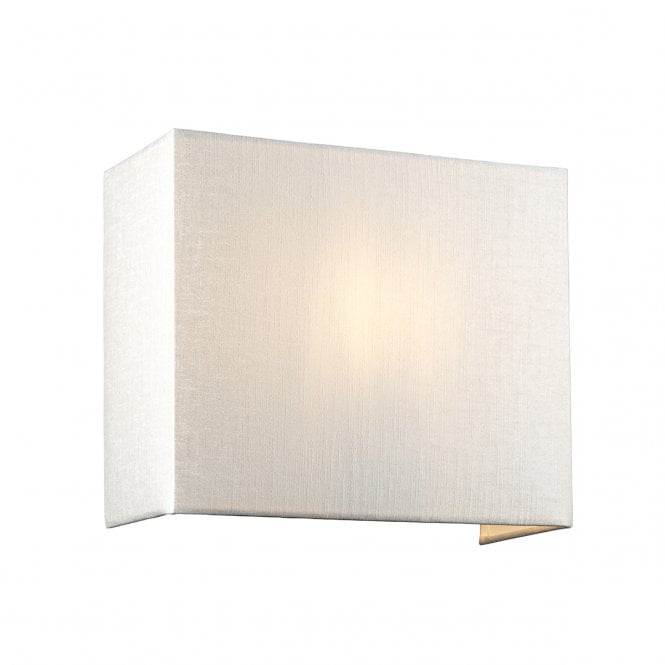 RILEY Medium Square Wall Light with Aged Brass Back Plate and Ivory Silk Shade