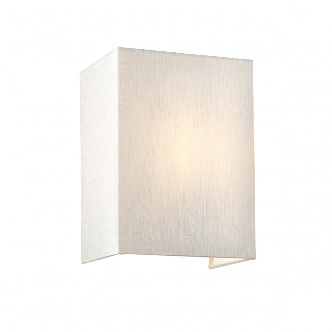 RILEY Small Square Wall Light with Polished Chrome Back Plate and Ivory Silk Shade