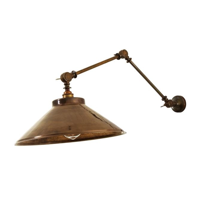 RIO adjustable industrial style wall light in antique brass