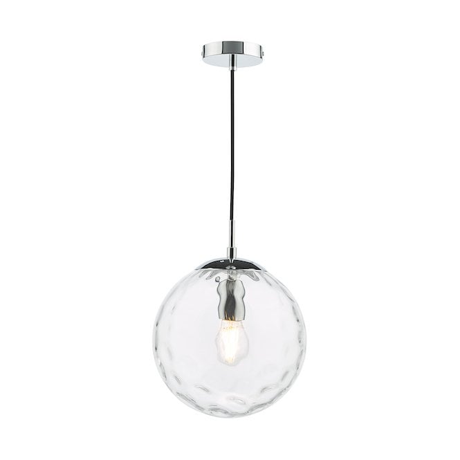 Ripple Ceiling Pendant in Polished Chrome with Clear Glass Shade