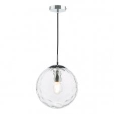 Polished Chrome Suspension with Clear Ripple Glass Globe Shade