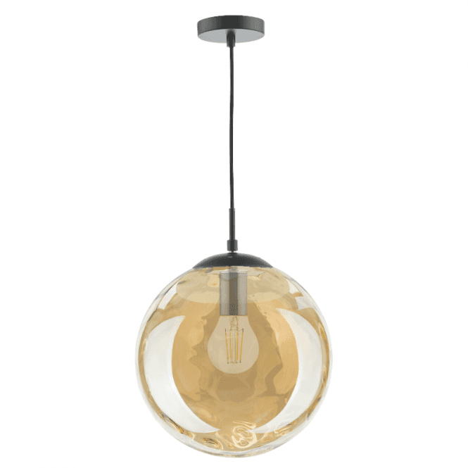 Ripple Pendant Matt Black & Champagne Glass