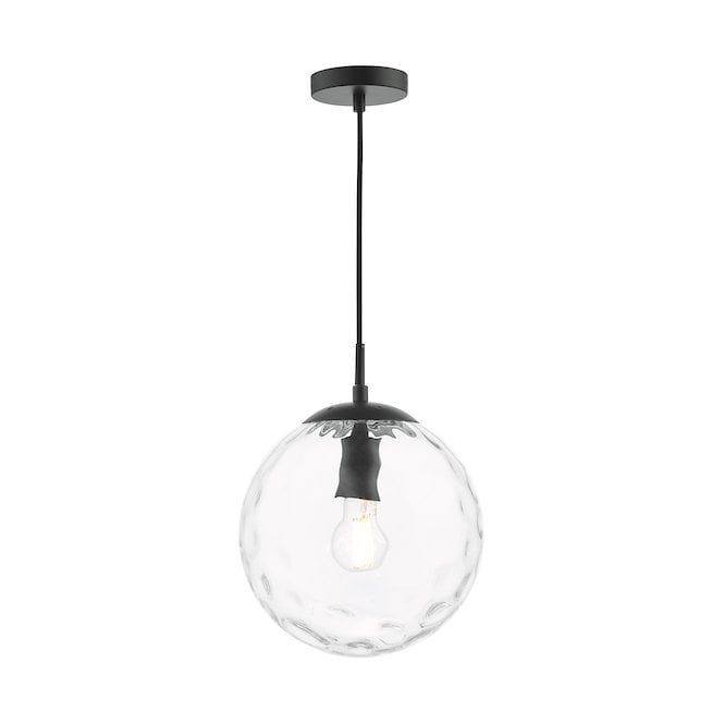 Ripple Pendant Matt Black & Clear Glass