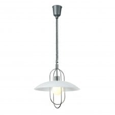 RIVA Glass Reflector Cage Rise and Fall Pendant Light White Chrome