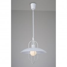 RIVA Glass Reflector Cage Rise and Fall Pendant Light White
