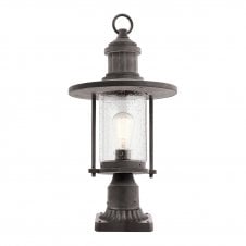 Nautical pedestal lantern in a copper oxide