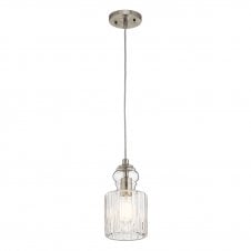Chrome Ceiling Pendant Light - Glass Shade