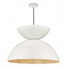 Dual Dome Ceiling Pendant | Matt White | Gold Inner
