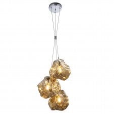 ROCK 3 Light Ceiling Pendant Cluster in Amber