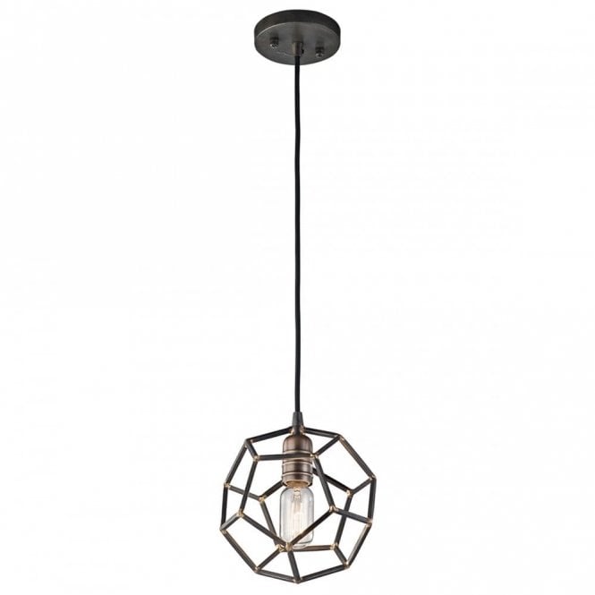 ROCKLYN geometric frame mini pendant in raw steel finish