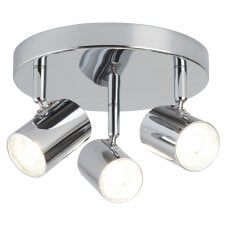 chrome 3 light LED ceiling spotlight cluster
