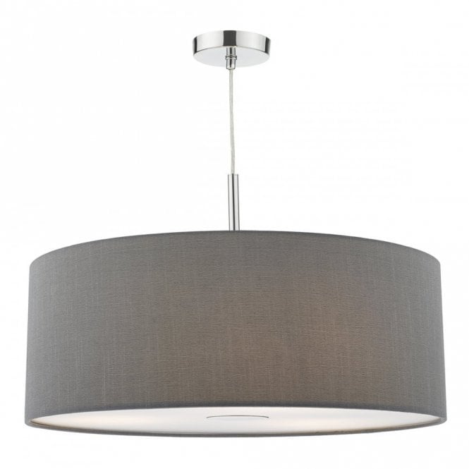 RONDA 3 light grey faux silk ceiling pendant (large)