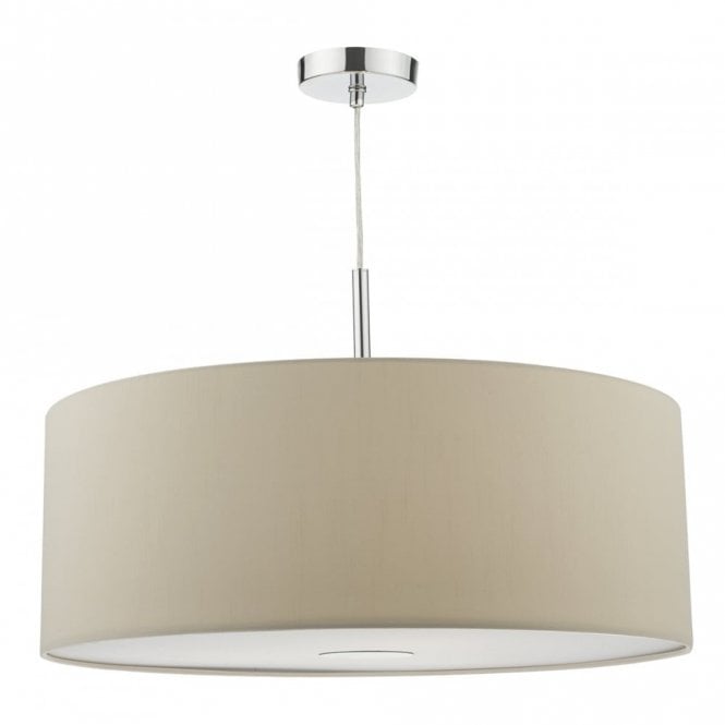 RONDA modern 3 light ecru faux silk ceiling pendant with diffuser