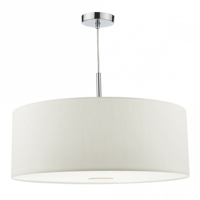 RONDA modern 3 light white faux silk ceiling pendant with diffuser