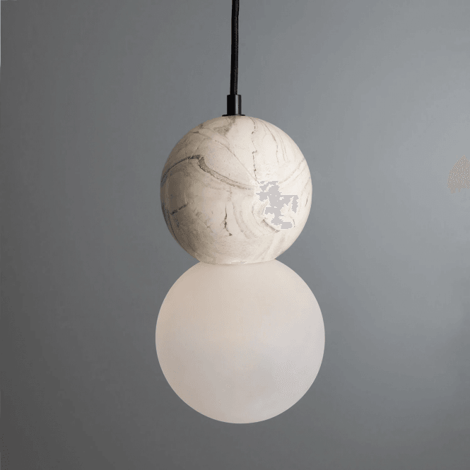 ROSA Marbled Ceramic Glass Globe Pendant Light Matte Black